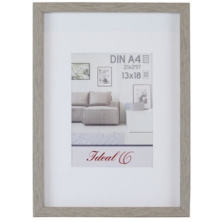 IDEAL TREND Bilderrahmen Madrid Elegante Bildpräsentation Kunststoff Bilderrahmen Holzoptik Fot grau