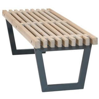 Siesta Bank Tisch für den Garten aus Treibholz Latten und Gestell aus feuerverzinktem Stahl in Anthrazit in Größe 80/138 x 43 x 49 cm