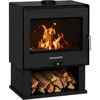 Hanseatic Kaminofen B 57, modern cube, Exklusiv, Lieferung bis ins Wohnzimmer, 10,2 kW, Zeitbrand, Großer Feuerraum schwarz