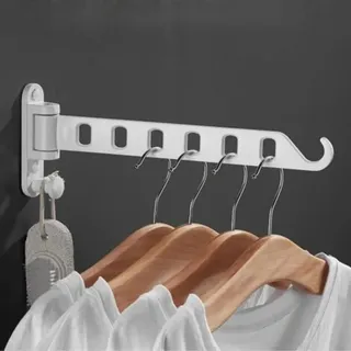 Wandmontierter, Klappbarer Kleiderständer, Um 180° Drehbarer Garderobenständer Für Badezimmer, Balkon, Waschküche (weiß, 6 Löcher, 1 Stück)