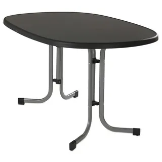 Sieger Gartenmöbel Gartentisch MECALIT, Klappbar, B 140 x T 90 cm, Graphitfarben, Schieferfarben, Metall, Tischplatte aus Mecalit grau