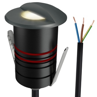 SSC-LUXon JAVO Boden Einbau Wegeleuchte LED warmweiß seitliches Licht IP67 Schutz - befahrbare Außenlampe 230V dunkelgrau Ø 47 mm