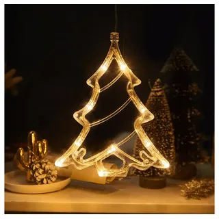 Sunicol Lichterkette LED Lichtervorhang mit Saugnapf, Weihnachten Fensterdeko, Party Decor, Hängendes Lichter, Warmweiß, Batteriebetriebene, für Balkon, Hochzeit