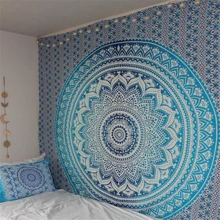 GLITZFAS Mandala Wandteppich Tapisserie Indische Tuch Böhmische Wandtuch Wandkunst Schlafzimmer (O,150 x 130 cm)