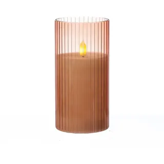 MARELIDA LED Kerze im Glas Windlicht H: 15 cm D: 7,5 cm rosa