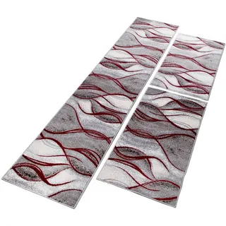 OTTO home Bettumrandung Tritom, Höhe 9 mm, (3-tlg), mit besonders weichem Flor, Kurzflor, modernes Wellen Muster rot