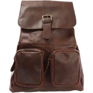 LECONI Freizeitrucksack Rucksack vintage Lederrucksack Damen Herren Leder LE1008, Vintage-Leder - 2 Fronttaschen mit Zipper - 31×40×11 cm braun