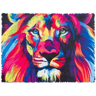 WOOSAIC Holzpuzzle – Hologramm Löwe, 250 Teile, 8.7 x 11.8 Zoll (22 x 30cm), schöne Geschenkverpackung, einzigartige Form, Erwachsene und Kinder, Holzpuzzle Erwachsene