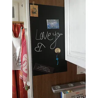Kreidetafel Memotafel Tafelfolie | schwarz und grau | PVC-FREI | Kühlschrank Magnettafel | beschreibbar, abwischbar, magnetisch, selbstklebend | Für Kreide & Kreidestifte (schwarz, 70x30cm)