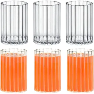 Wilmax England Wilmax Geriffeltes Geflochtenes Thermoglas Trinkglas - 200 ml, 6er Set