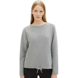 TOM TAILOR Damen Basic Sweatshirt mit Struktur, medium silver grey melange, L - L
