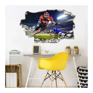 K&L Wall Art Wandtattoo 3D Wandtattoo Aufkleber American Football Stadion Spieler Kinderzimmer, Traumhafte Wandsticker selbstklebend, hergestellt in Berlin bunt 60 cm x 36 cm