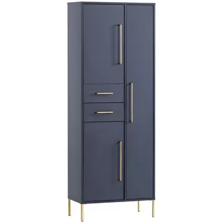 Schildmeyer Kent Hochschrank 67,1 x 33,1 x 184,3 cm Nachtblau/Gold Metall