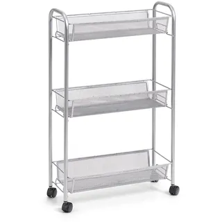 Zeller Rollwagen Mesh 3-lagig 70,5 cm x 17 cm x 44 cm Silber