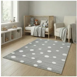 Jimri Kinderteppich DOT ́S Teppiche für Kinderzimmer, Kinderzimmerteppich, Teppich, Rechteckig, Regenbogen grau Rechteckig | 120 cm x 170 cm