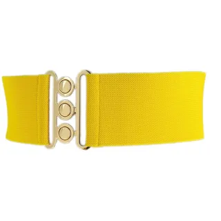 FASHIONGEN - Damen Breiter elastische gürtel, GLORIA - Gelb (Goldenschnalle), XL / 44 bis 46 - XL / 44 bis 46