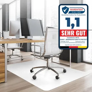 OfficeMarshal Bodenschutzmatte Bürostuhl, Schreibtischstuhl Unterlage transparent, Unterlage Schreibtisch Schutzmatte, Bodenschutzmatten für Bürostühle, 114 x 150 cm für Hartböden (Weiß)