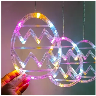 VIVIHEYDAY Beleuchtetes Fensterbild LED Fenster Licht Ostern Deko Lichterkette, Ostereier zum Aufhängen Lichterkette, Osterdeko Für Innen