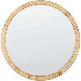 Stilvoller Wandspiegel aus Rattan, rund, 80 x 80 cm, Wohn- oder Schlafzimmer, Wo