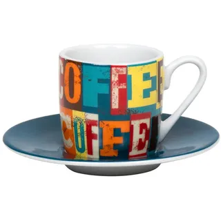 Könitz Espressotasse Coffee Squares, 85 ml, Porzellan bunt