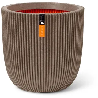 Capi Europe - Topf Kugel Groove NL - 54x52 - Warm Taupe - Blumentopf für den Innen- und Außeneinsatz - Übertopf - Pflanztopf - Pflanzgefäß - Kunststoff - KGVWT935