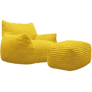 Hti-Living Loungesessel mit Hocker Polyester 103 x 70 x 90 cm Gelb