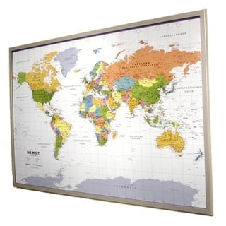 Politsche Weltkarte auf Kork-Pinnwand zum Aufhängen, 55,9 x 1,5 x 88,5 cm