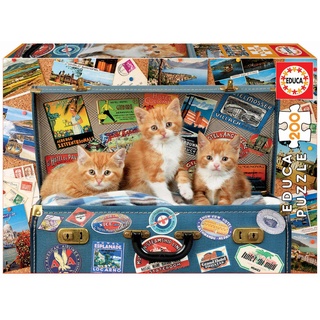 Educa - Puzzle 200 Teile | Kätzchen im Reisekoffer, 200 Teile Puzzle für Erwachsene und Kinder ab 6 Jahren, Katzen, Tierpuzzle (18065)