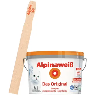 Alpinaweiß Das Original – Weiße Wandfarbe für Innen – inkl. Rührholz – 1 L