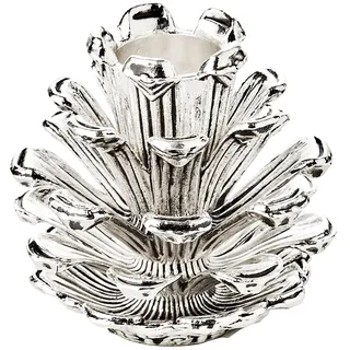 EDZARD Kerzenleuchter Zapfen für Stabkerze, Aluminium vernickelt silberfarben, Höhe 6 cm