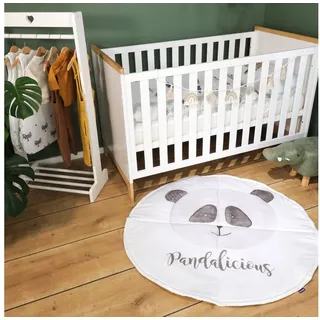 Krabbeldecke Vala, 115cm rund, Pandabär-Design, weiß/grau, Puckdaddy GmbH