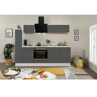 Respekta Premium Küchenzeile RP240WGCBO  (Breite: 240 cm, Grau, Mit Elektrogeräten)