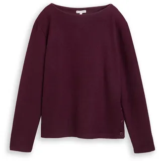 Tom Tailor Damen Soft-Touch Sweatshirt mit Knopf-Details, rot, Meliert, Gr. S