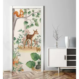 MyMaxxi Türtapete selbstklebend - Einteilige Türfolie 90x200 cm - Motiv: Waldtier Zeichnung Türklebefolie zum verschönern & bekleben der Tür - Türaufkleber aus Klebefolie