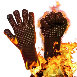 Grillhandschuhe Hitzebeständig Ofenhandschuhe Feuerfeste Handschuhe Hitzeschutz Handschuh BBQ Gloves Kochhandschuhe Küchenhandschuhe Backhandschuhe, EIN Paar