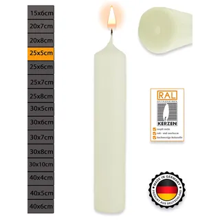 WikaKerzen Stumpenkerzen [Altarkerzen Qualität] ideal zum Basteln und Verzieren zur Taufe Geburtstag Hochzeit Kommunion Rohling Blanko Kaminkerze Laternenkerzen (Elfenbein, 25 x 5 cm)