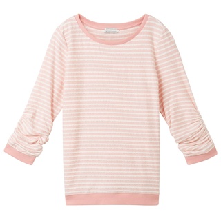TOM TAILOR DENIM Damen Gestreiftes Sweatshirt, rosa, Streifenmuster, Gr. XL