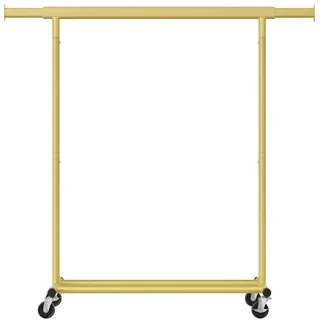 Songmics Kleiderständer Rollbar mit Ausziehbarer Stange 161,5 x 132 x 45 cm Gold