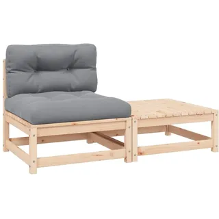 vidaXL Garten Lounge Set 2-TLG., Gartenmöbel Set Sitzgruppe für Garten Terrasse Balkon, Modular Sofa mit Kissen, Garnitur Loungemöbel, Kiefer Massivholz