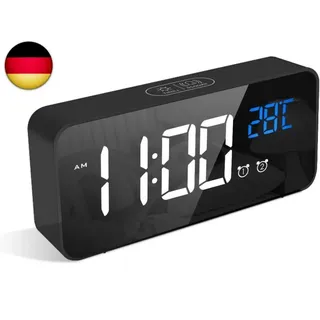 Digitaler Wecker mit Große LED Temperaturanzeige, Tischuhr mit 10 Musik, USB