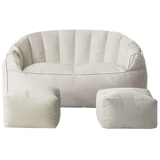 DESHVA Große Sitzsack-Stuhlabdeckung für 2 Personen, (ohne Füllung) Spezielle Form Hohe Rückenlehne Faules Sofa,Weiß