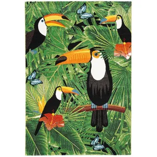 Pergamon Faro Tropical Tukan Kinderteppich 140 x 200 cm Grün/Mehrfarbig