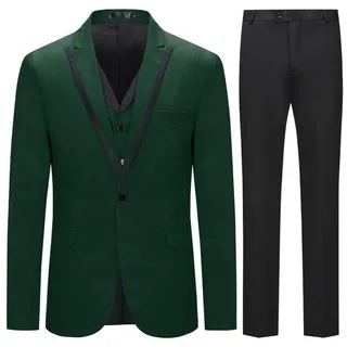 Allthemen Anzug (3 tlg) Slim Fit Elegante Anzüge mit Spitzen Revers grün 50