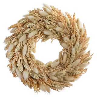 Dehner Dekokranz Lagurus, gebleichte Gräser, Ø 30 cm, Höhe 12 cm, Naturmaterial, beige/Hellbraun
