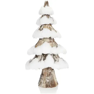 COM-FOUR® Deko-Weihnachtsbaum, dekorativer Kleiner Schmuckbaum, tolle Tischdeko, optimal für die Adventszeit, ergänzt Kränze und Girlanden (38cm mit Schnee weiß)
