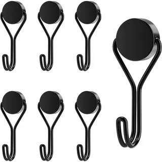 MOGADEE® Magnethaken, 6 Stück Magnethaken Schwarz Extra Stark für Küche, Gadgets, Schlafzimmer, Schließfächer, Büro, Kühlschränke, Aufhängen Dekorative Lichter, Grill, Gartenwerkzeugen - 16G