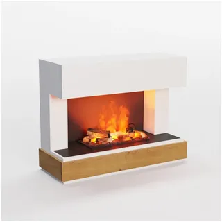 GLOW FIRE Elektrokamin Fontane Wasserdampf Kamin, Elektrischer Kamin, Wasserdampfkamin mit 3D Feuer und Knisterfunktion weiß