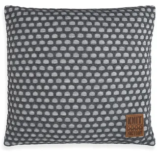 KNIT FACTORY - Mila Kissen - Grau/Anthrazit - 50x50 cm | Sofakissen mit Füllung und Bezug - Couchkissen - Zierkissen - Gestrickter Dekokissen - Kissen mit Wabenmuster