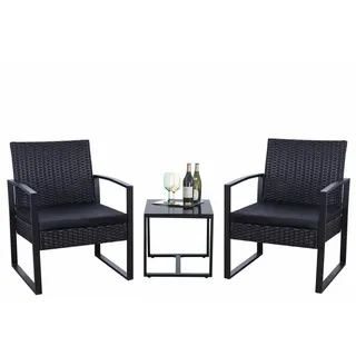 TPFGarden Gartenlounge-Set Sheffield, (Gartenmöbel Set - Gartengarnitur für 2 Personen, Lounge Set 3-teilig - Streckmetall anthrazit), (2x Sessel und 1x Beistelltisch) schwarz