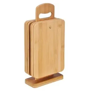 Böttcher-AG Schneidebrett aus Bambus, 22 x 15 x 0,8cm, mit Ständer, braun, Set, 6 Stück